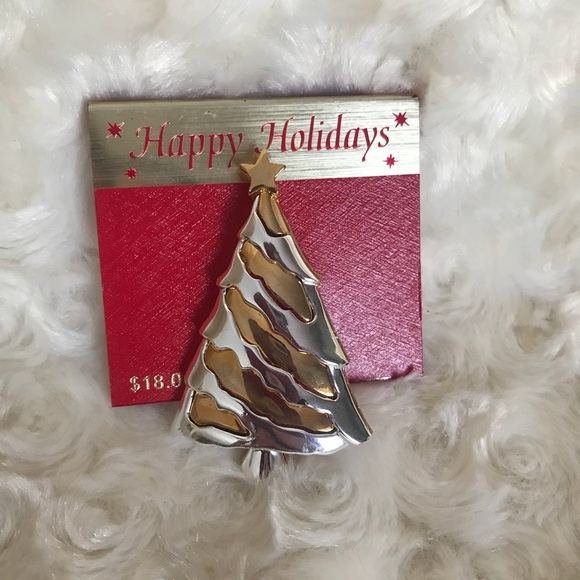 Rare Happy Holidays Snowman & Tree Brooch Pins NWT - Picture 6 of 10